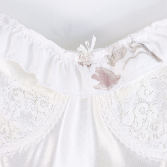 Reworked Victorian Style Ivory Satin Corset Top W/  Ruffles on Bust - S/M - Picture 10 of 15